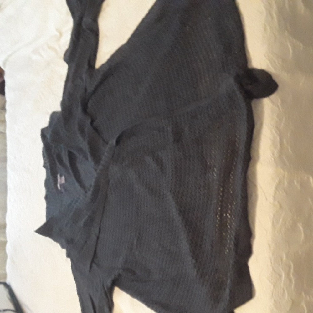 Suzie Couture Open Front Asymmetrical Cardigan Charcoal Gray 2X - Picture 2 of 6
